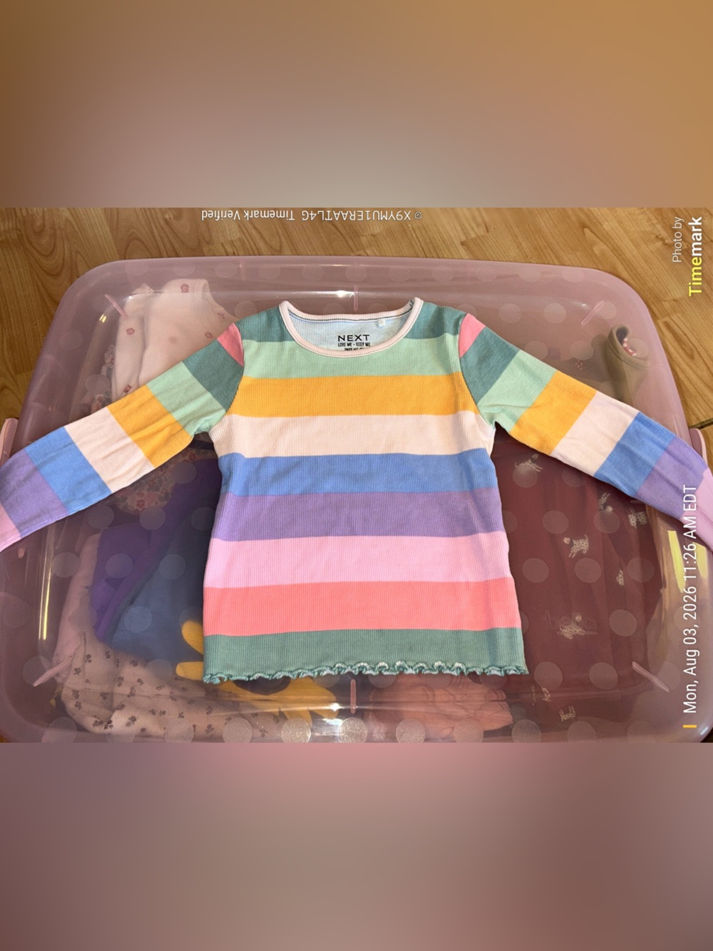 NEXT Pastel Rainbow Stripe Long Sleeve Tee 2-3 years